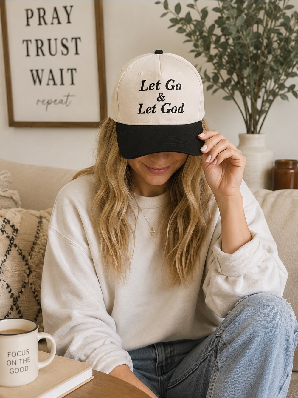 Zenana Let Go Let God Trucker Hat Christian Faith Adjustable Baseball Cap